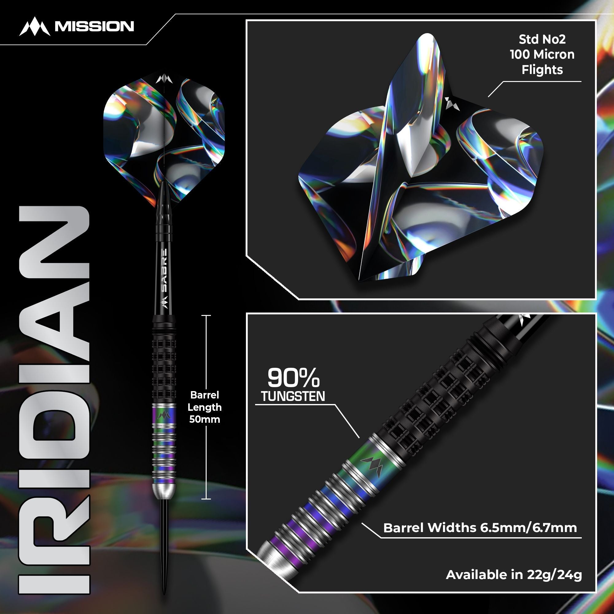  Mission Iridian 90% Tungsten Steeldarts
