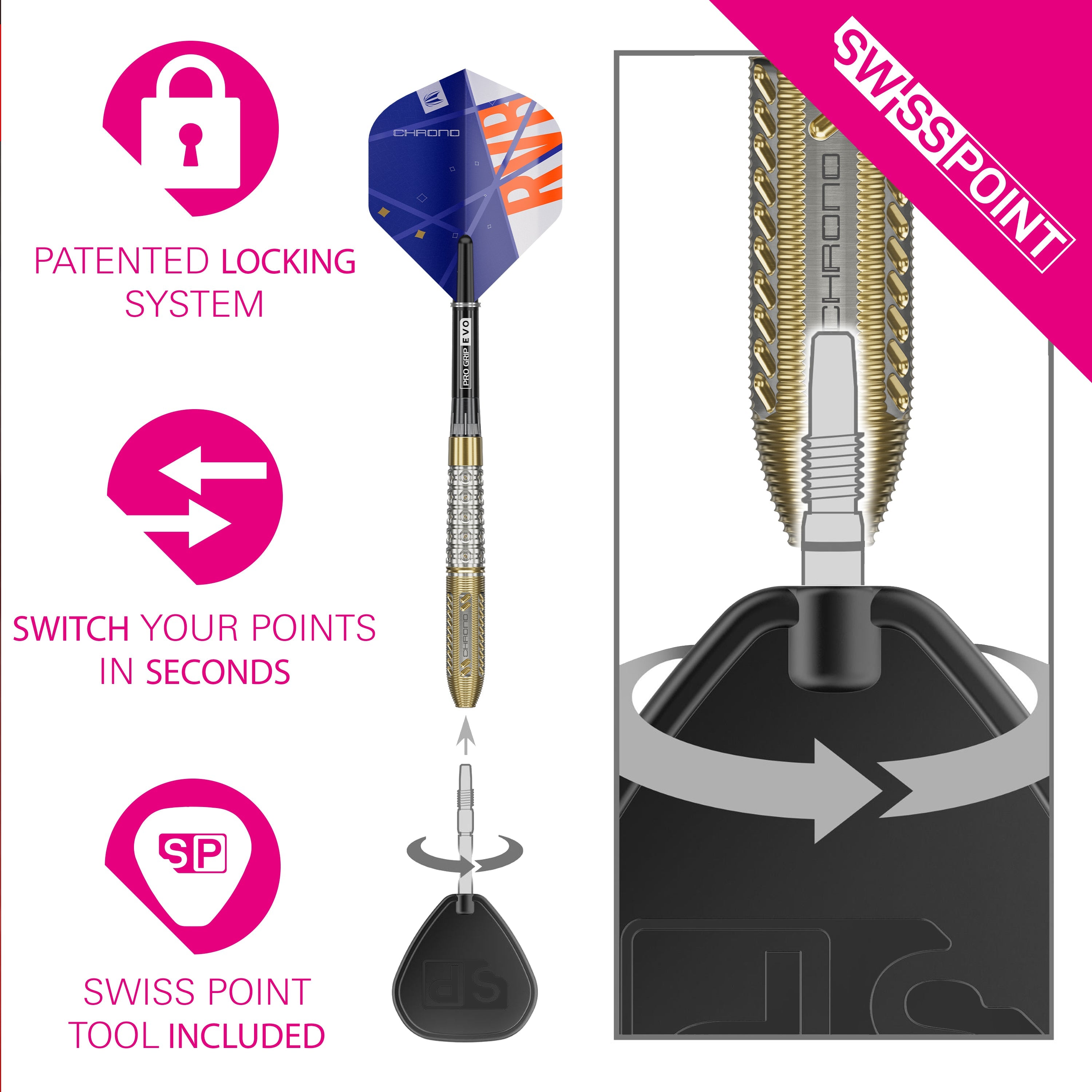  Target Raymond Van Barneveld Chrono 95% Tungsten Swiss Point Steeldarts