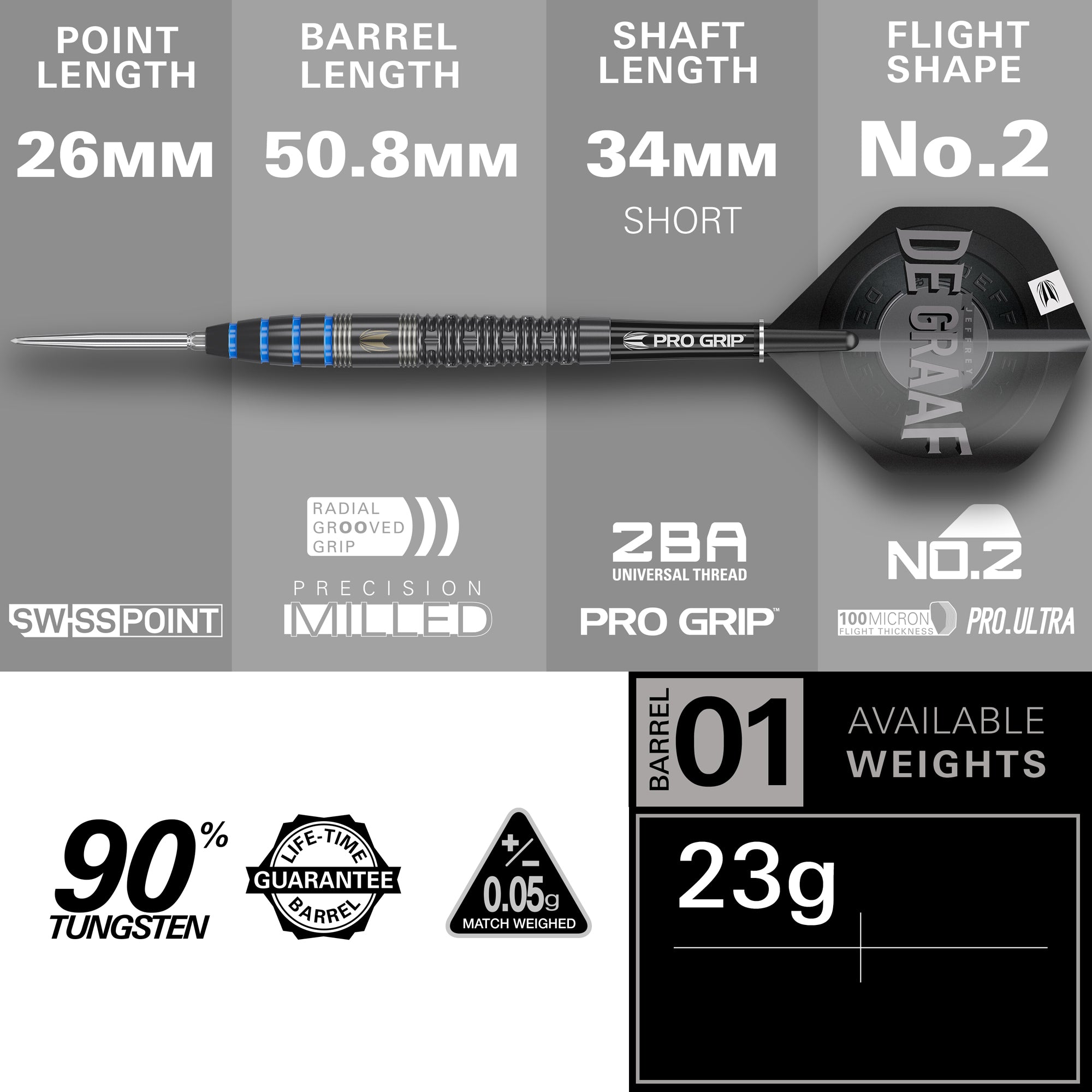  Target Jeffrey De Graaf G1 90% Tungsten Swiss Point Steeldarts