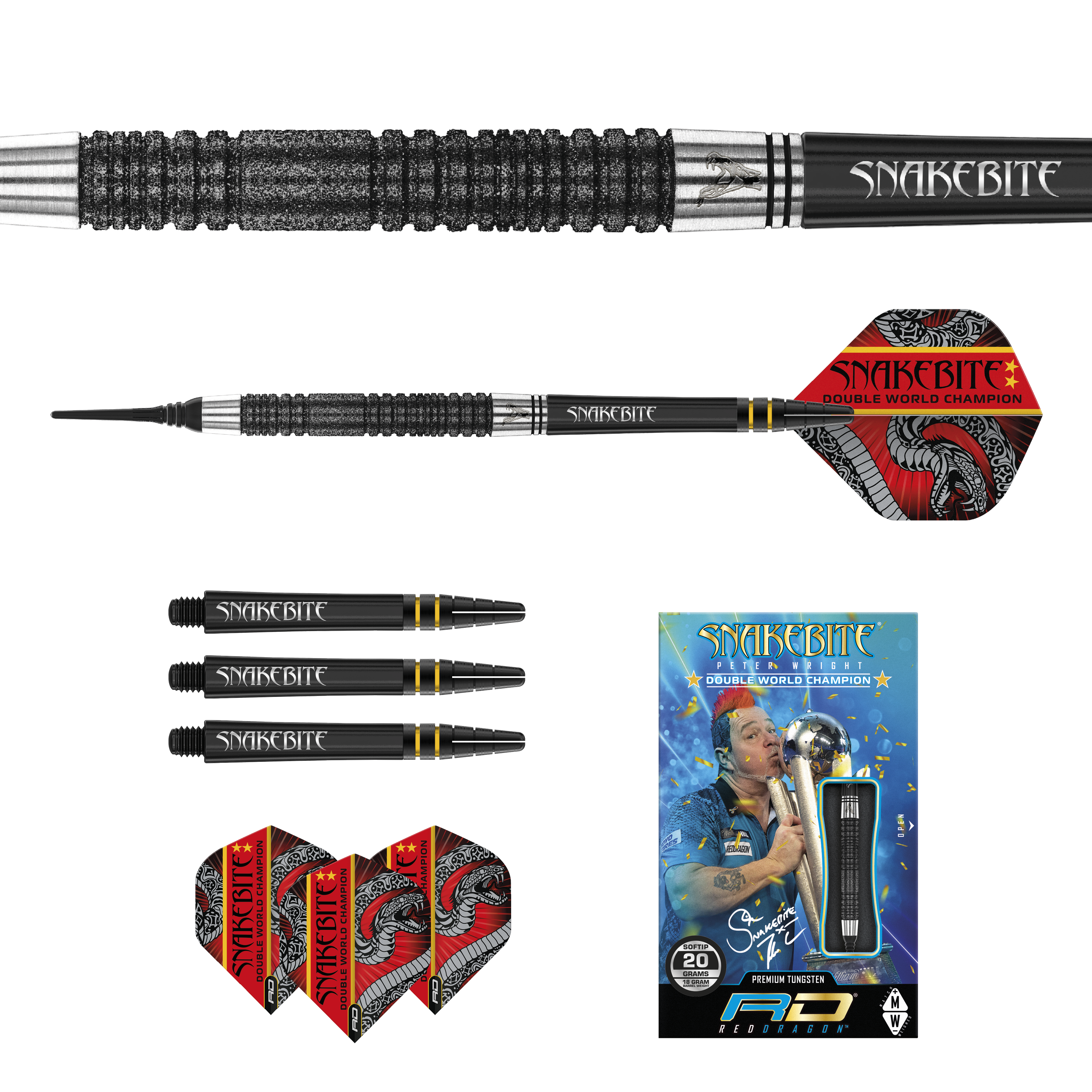  RedDragon Peter Wright Double WC SE Black 90% Tungsten Softdarts