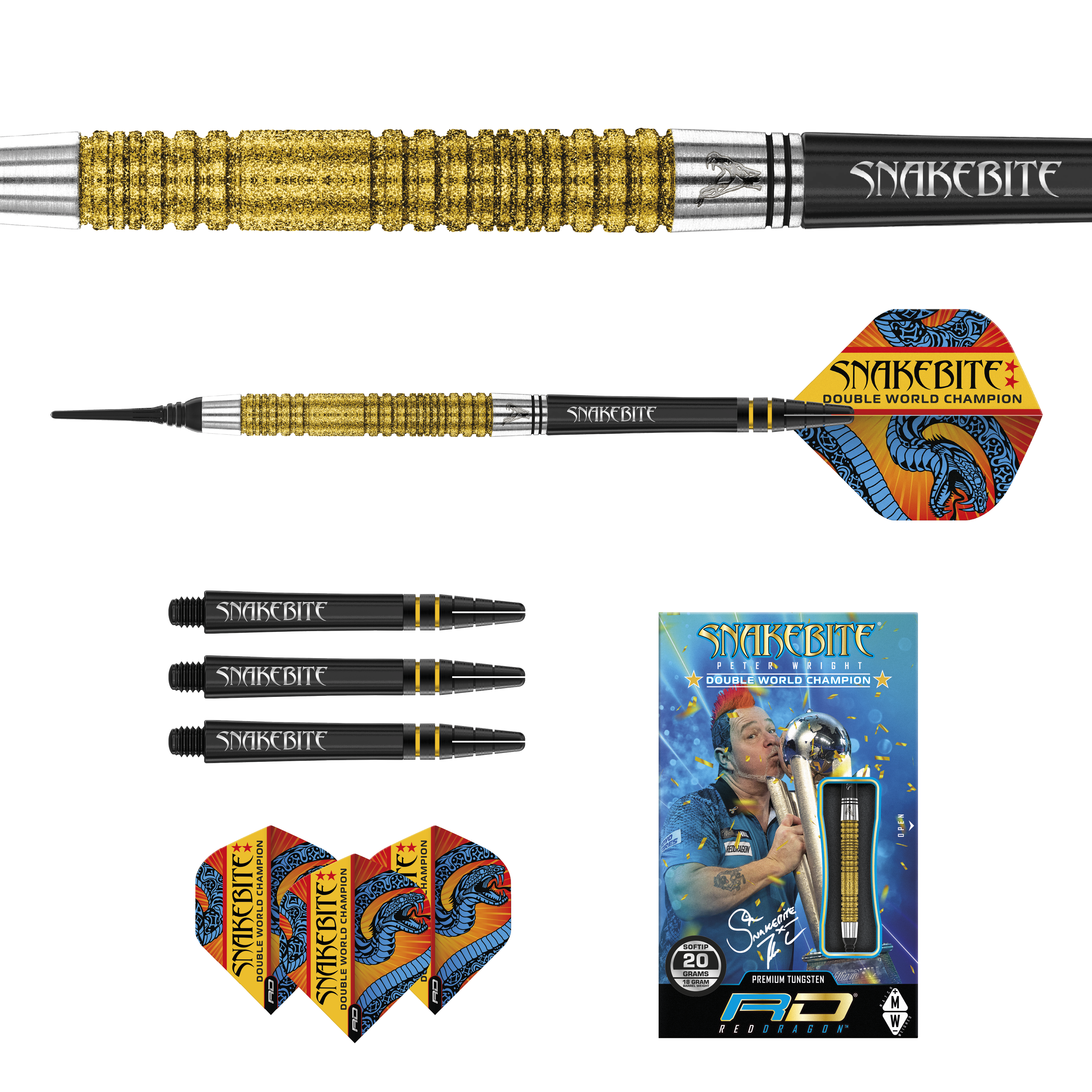  RedDragon Peter Wright Double WC SE Gold 90% Tungsten Softdarts