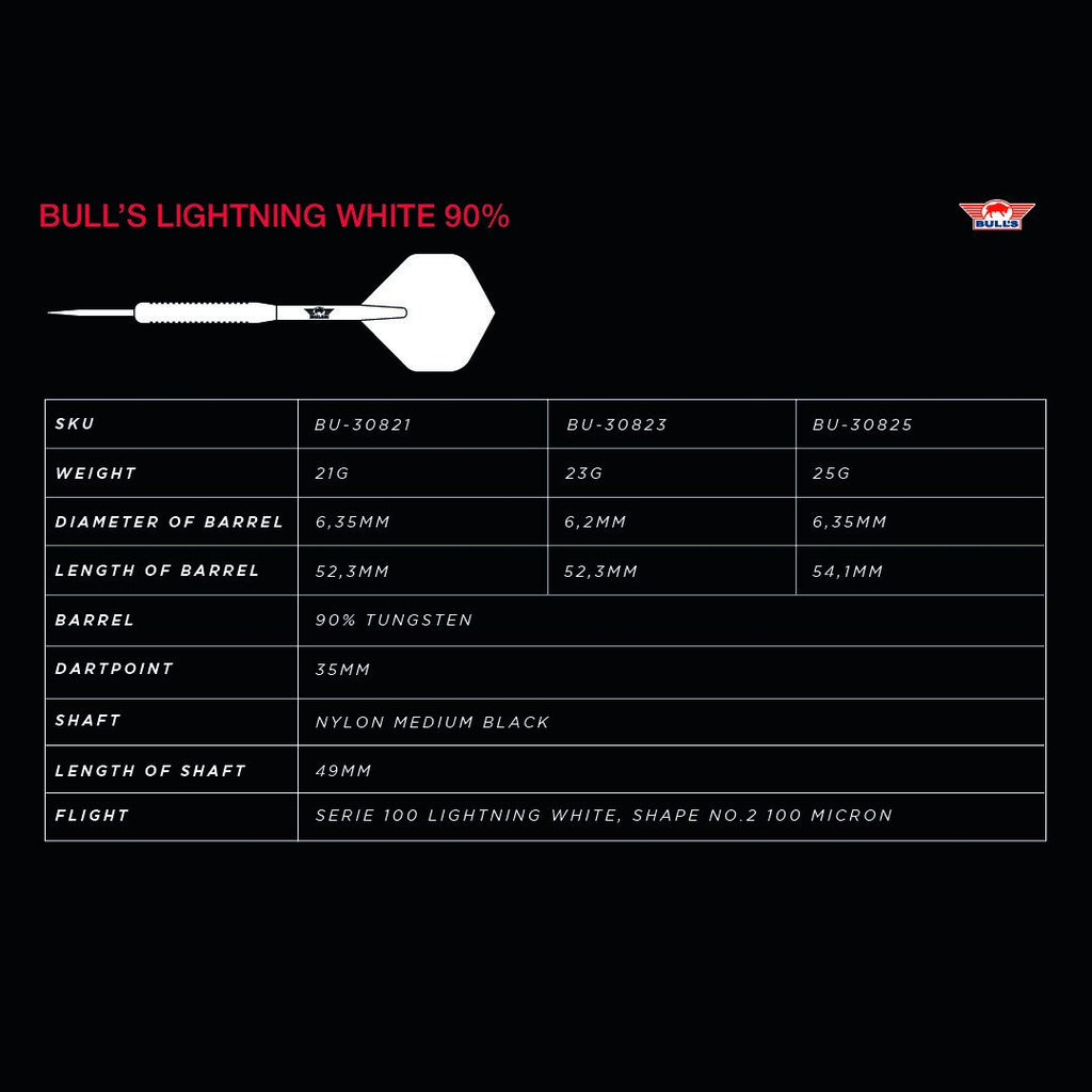 Bull's NL Lightning Black 90% Tungsten Steeldarts